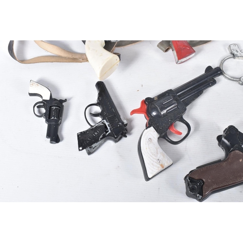 258 - A DIECAST LONE STAR CAPTAIN SCARLET CAP GUN AND HOLSTER, with a collection of other diecast and plas... 