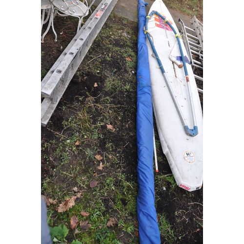 1003 - A WAYLER YPS SAILBOARD 370cm long with frame, sail and fin