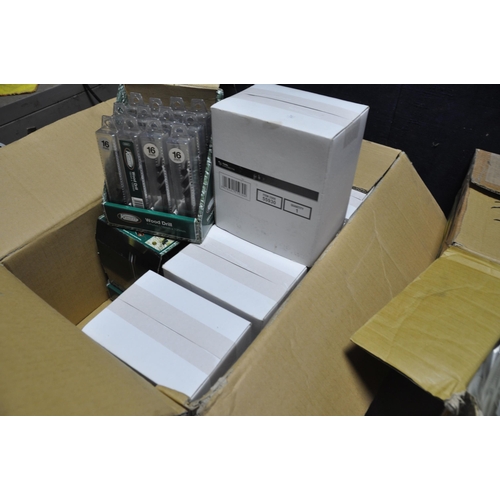 1059 - FOUR BOXES OF SPARES AND CONSUMABLES comprising of two boxes of new unused KAMASA 16mm wood drill 4 ... 