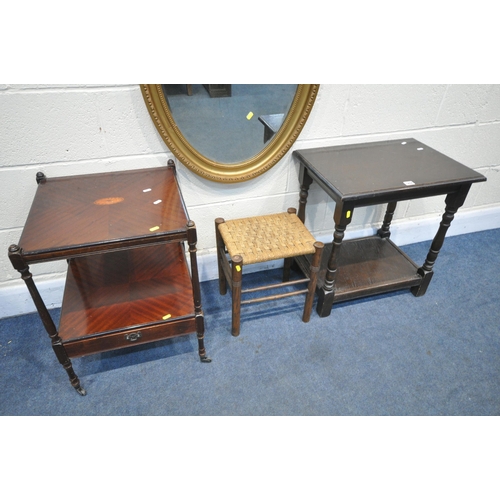 1204 - A SELECTION OF OCCASIONAL  FURNITURE, to include a mahogany two tier stand, with a single drawer, an... 