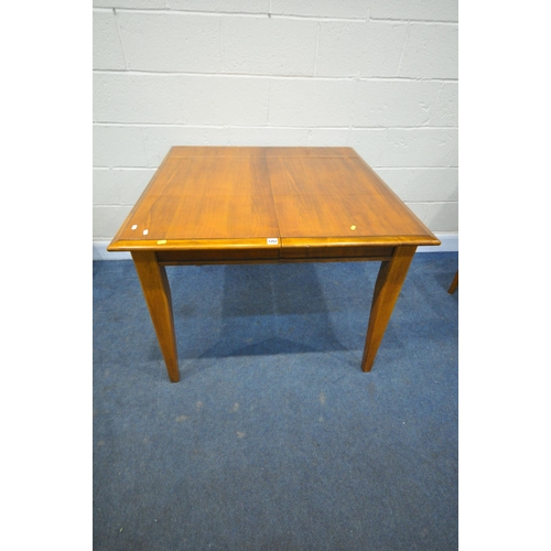 1207 - A CHERRYWOOD SQUARE EXTENDING DINING TABLE, with two additional leaves, extended  length 190cm x clo... 