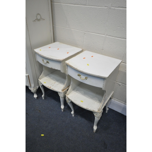 1235 - A CREAM FRENCH BEDROOM SUITE, comprising a chest of six drawers, width 71cm x depth 48cm x height 12... 