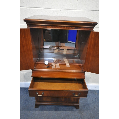 1254 - A SYDNEY BROWN MAHOGANY COCKTAIL CABINET, with a brushing slide and single drawer, width 77cm x dept... 