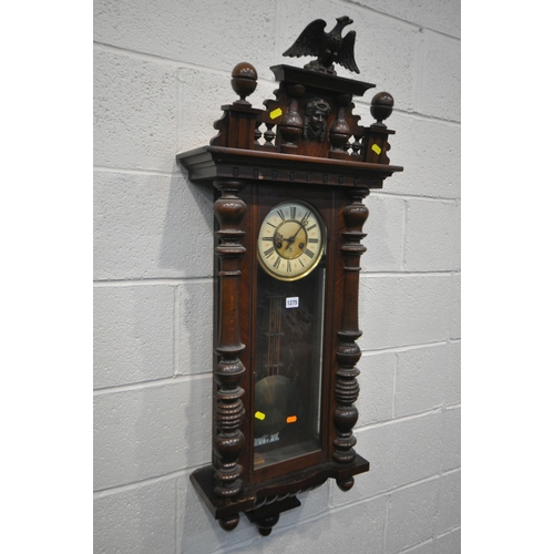 1275 - A LATE VICTORIAN WALNUT GUSTAV BECKER VIENNA WALL CLOCK, with a Roman numerals and signature, and ea... 