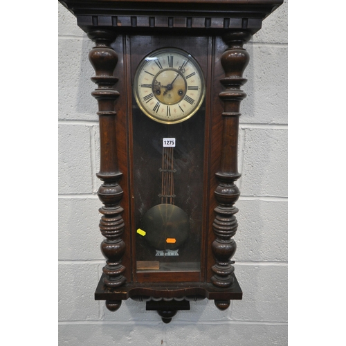 1275 - A LATE VICTORIAN WALNUT GUSTAV BECKER VIENNA WALL CLOCK, with a Roman numerals and signature, and ea... 