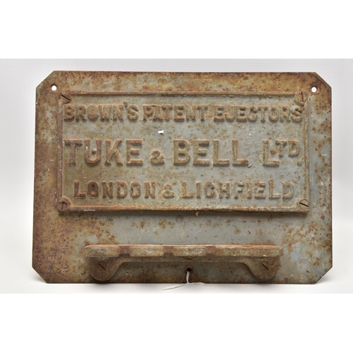 1005A - LICHFIELD INTEREST - A CAST IRON SIGN FOR 'BROWN'S PATENT EJECTORS, TUKE & BELL LTD LONDON & LICHFIE... 