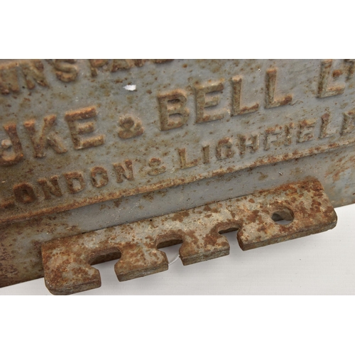 1005A - LICHFIELD INTEREST - A CAST IRON SIGN FOR 'BROWN'S PATENT EJECTORS, TUKE & BELL LTD LONDON & LICHFIE... 