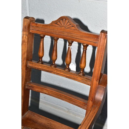 744A - A LATE VICTORIAN WALNUT METAMORPHIC BABY'S HIGH CHAIR / ROCKING CHAIR, stamped to the rear of the se... 