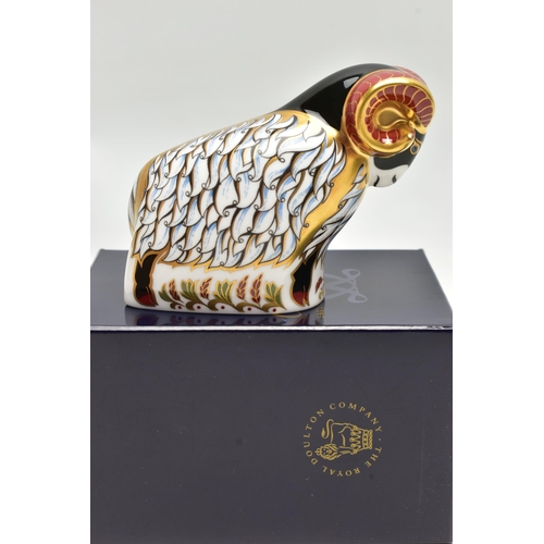 775A - A BOXED ROYAL CROWN DERBY 'DERBY RAM' PAPERWEIGHT, exclusive to The Royal Crown Derby Visitors Centr... 