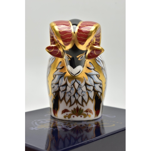 775A - A BOXED ROYAL CROWN DERBY 'DERBY RAM' PAPERWEIGHT, exclusive to The Royal Crown Derby Visitors Centr... 