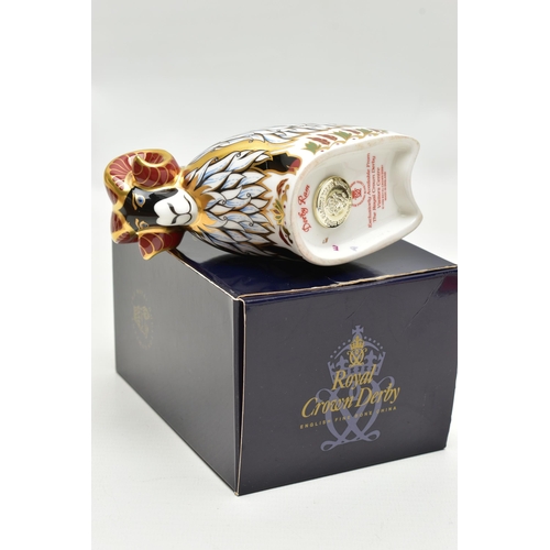 775A - A BOXED ROYAL CROWN DERBY 'DERBY RAM' PAPERWEIGHT, exclusive to The Royal Crown Derby Visitors Centr... 