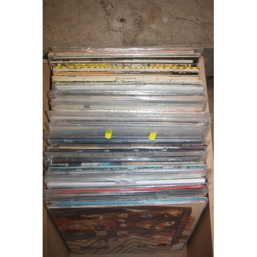 801 - A BESPOKE WHEELED LP TRAY INCLUDING TWENTY SEVEN ,STILL CELLOPHANED, LPS, approx. ninety vintage LPs... 