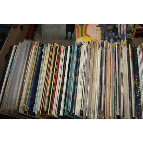 810 - A TRAY CONTAINING APPROX ONE HUNDRED AND FIFTY LPs AND 12in SINGLES from artists such as Moody Blues... 