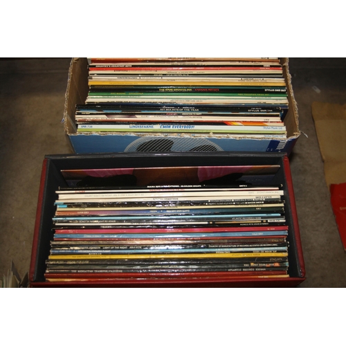 819 - THREE BOXES CONTAINING OVER EIGHTY LPs, over sixty 78s ( some warped) and forty singles from artists... 