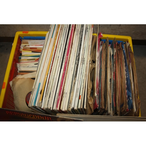 823 - A TRAY CONTAINING OVER FORTY LPs, fifty 78s and seventy singles including Boo by Juliet Lawson ( tex... 