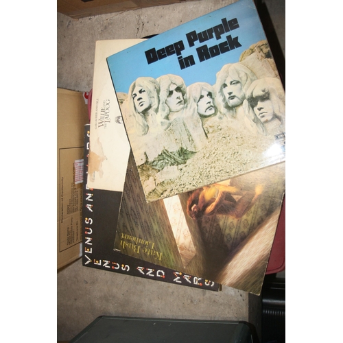 828 - A TRAY CONTAINING APPROX SIXTY LPS including Venus and Mars by Wings (two posters and stickers, EX),... 