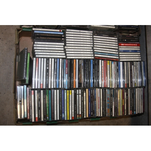 840 - THREE TRAYS CONTAINING APPROX THREE HUNDRED AND FIFTY CDs including The Mission, Icicle Works, Queen... 