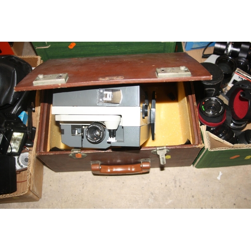 851 - FOUR TRAYS AND A CASE OF PHOTOGRAPHIC EQUIPMENT including ten lenses by Fujinon, Chinon, Hanimex, Op... 