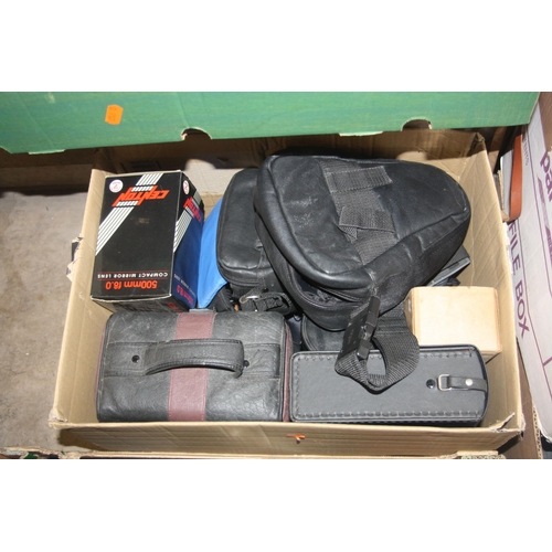 857 - THREE TRAYS CONTAINING CAMERAS AND EQUIPMENT including a FED 4, Minolta 7000, Olympus iS1000, variou... 