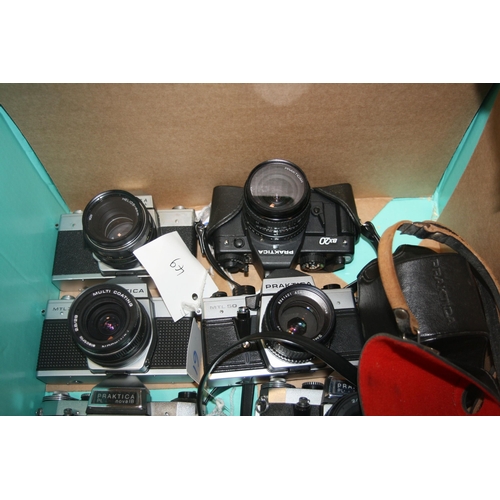 897 - A TRAY CONTAINING TWELVE PRAKTICA FILM SLR CAMERAS including a L with 58mm f2 lens, two BX20 with a ... 