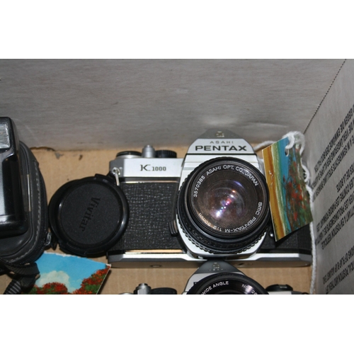 903 - A TRAY CONTAINING SIX PENTAX CAMERAS including a K1000 with a M 50mm f2 lens, a KM with a M 50mm f1.... 