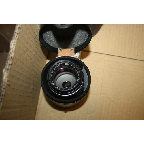 905 - A TRAY CONTANING PENTAX LENSES comprising of Takumar 300mm f4 in case, 200mm f4 in case, 150mm f4 in... 