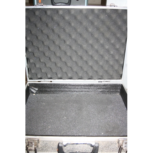 914 - SIX ALUMINIUM CAMERA AND ACCESSORY CASES including a double opening CD and tape case