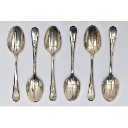 914A - A SET OF SIX GEORGE VI SILVER RATTAIL PATTERN TEASPOONS, makers Atkin Brothers, Sheffield 1942, 3.21... 