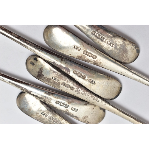 914A - A SET OF SIX GEORGE VI SILVER RATTAIL PATTERN TEASPOONS, makers Atkin Brothers, Sheffield 1942, 3.21... 