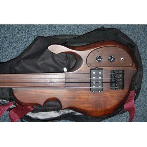 945 - A HANDBUILT FRETLESS BASS GUITAR (possibly Stradi ) with hardwood body and through body neck, Musicm... 