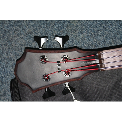 945 - A HANDBUILT FRETLESS BASS GUITAR (possibly Stradi ) with hardwood body and through body neck, Musicm... 