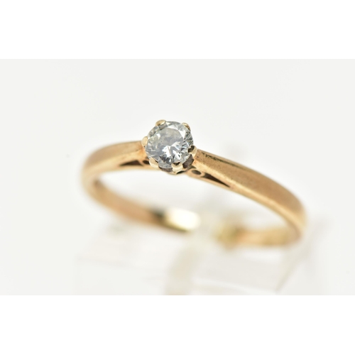 10 - A 9CT GOLD SINGLE STONE DIAMOND RING, a round brilliant cut diamond, approximate total diamond weigh... 