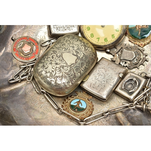 163 - A SMALL PARCEL OF LATE VICTORIAN AND 20TH CENTURY SILVER AND PLATE, comprising a silver and enamel m... 