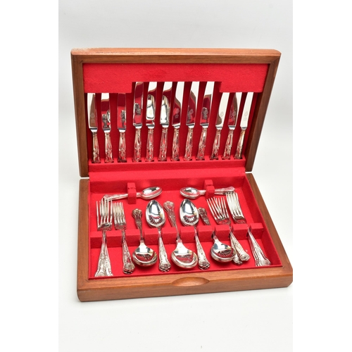 76 - A 'FIRTH' STAINLESS STEEL AND EPNS CANTEEN SET, a forty four piece Kings pattern set, encased in a w... 