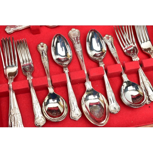 76 - A 'FIRTH' STAINLESS STEEL AND EPNS CANTEEN SET, a forty four piece Kings pattern set, encased in a w... 