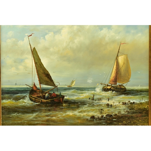 295 - G MURPHY (20TH CENTURY) A NOSTALGIC MARITIME SCENE PAINTED IN A 19TH CENTURY STYLE, depicting fishin... 