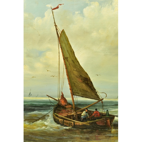 295 - G MURPHY (20TH CENTURY) A NOSTALGIC MARITIME SCENE PAINTED IN A 19TH CENTURY STYLE, depicting fishin... 