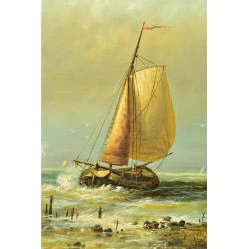 295 - G MURPHY (20TH CENTURY) A NOSTALGIC MARITIME SCENE PAINTED IN A 19TH CENTURY STYLE, depicting fishin... 