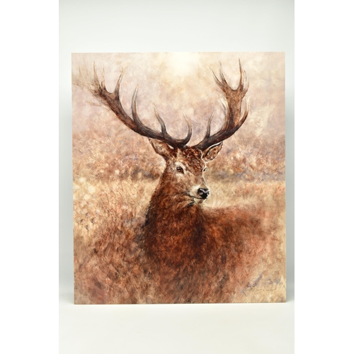 302 - GARY BENFIELD (BRITISH CONTEMPORARY) 'NOBLE' a signed limited edition print of a stag, 19/195, with ... 