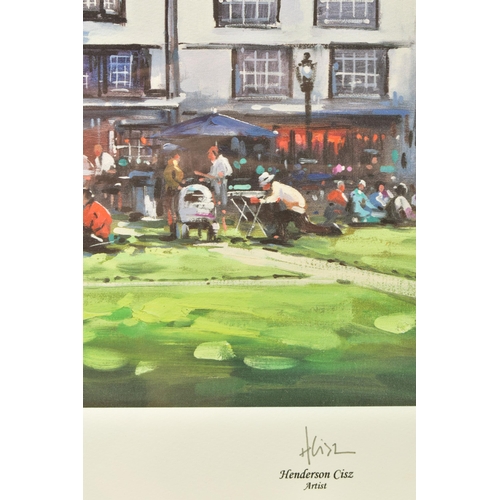 308 - HENDERSON CISZ (BRAZIL 1960) 'LUNCH ON THE GREEN', a signed limited edition print depicting Exeter C... 