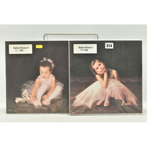 314 - DARREN BAKER (BRITISH 1976) 'BALLET SHOES I & II', two signed limited edition prints depicting young... 