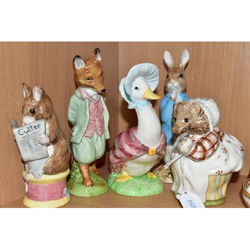 322 - FIVE LARGE ROYAL ALBERT BEATRIX POTTER FIGURES, with BP-6 backstamps, comprising Mrs Tiggy-Winkle, T... 