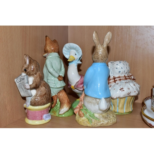 322 - FIVE LARGE ROYAL ALBERT BEATRIX POTTER FIGURES, with BP-6 backstamps, comprising Mrs Tiggy-Winkle, T... 