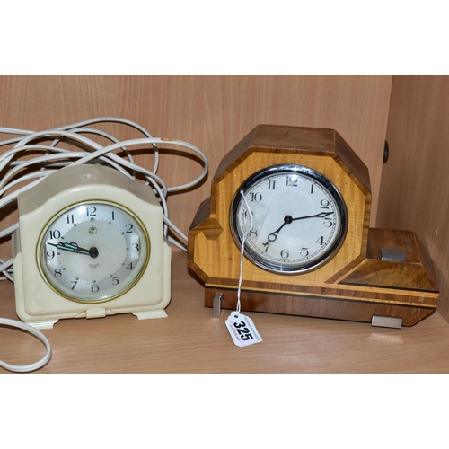 325 - ELEVEN ASSORTED CLOCKS, of various styles and materials, to include desk clocks, mantel clocks and o... 