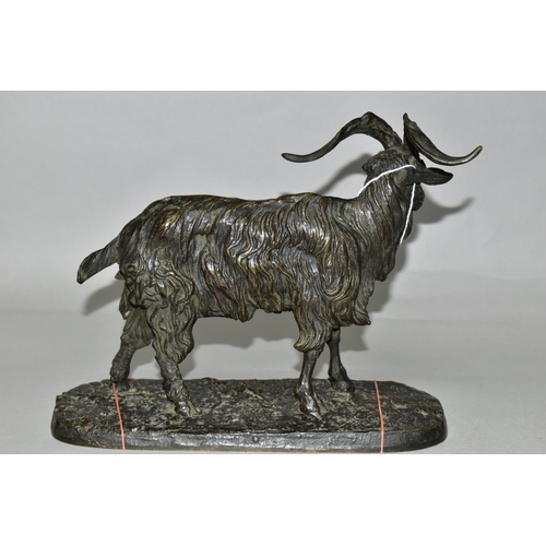 326 - AFTER P J MENE, TWO CAST BRONZE GOATS, on naturalistic bases, each bearing signature, approximate me... 