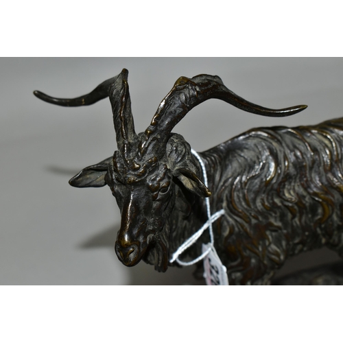 326 - AFTER P J MENE, TWO CAST BRONZE GOATS, on naturalistic bases, each bearing signature, approximate me... 