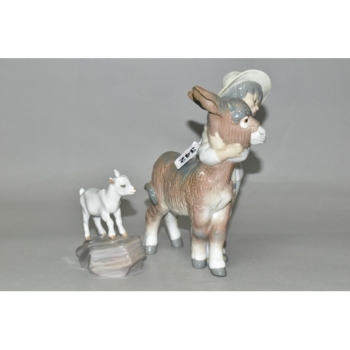 342 - A LLADRO 'PLATERO & MARCELINO' BOY WITH DONKEY FIGURE, 1181 sculpted by Juan Huerta 1971-1989, heigh... 