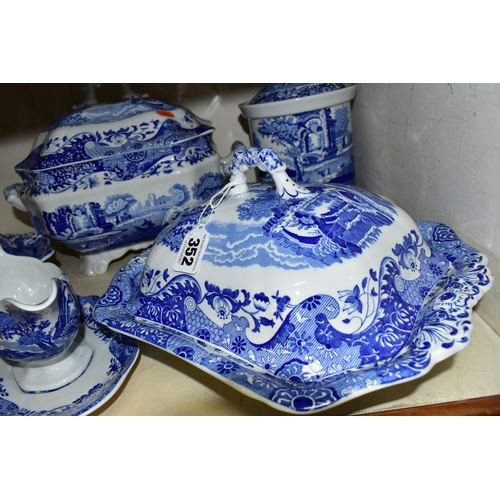 352 - FIVE PIECES OF SPODE ITALIAN DESIGN DINNERWARE, comprising two large rectangular covered tureens, a ... 