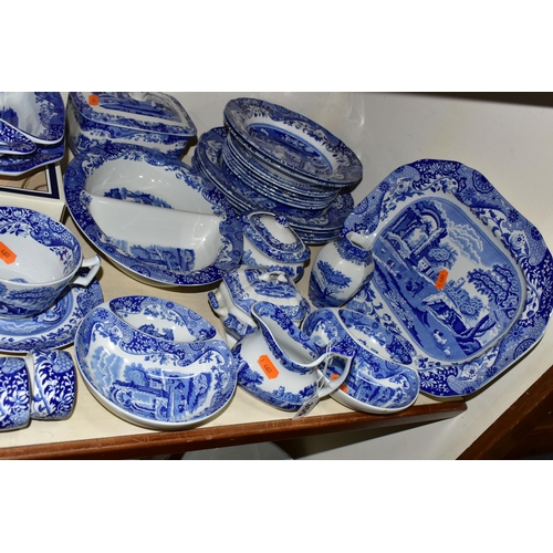 355 - A QUANTITY OF BLUE AND WHITE SPODE ITALIAN DESIGN DINNERWARES, comprising five dinner plates, six si... 