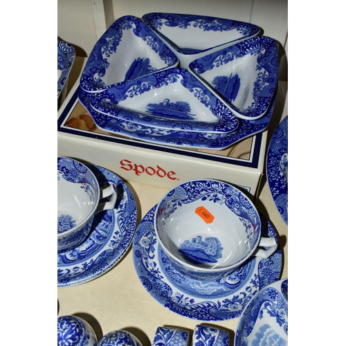 355 - A QUANTITY OF BLUE AND WHITE SPODE ITALIAN DESIGN DINNERWARES, comprising five dinner plates, six si... 